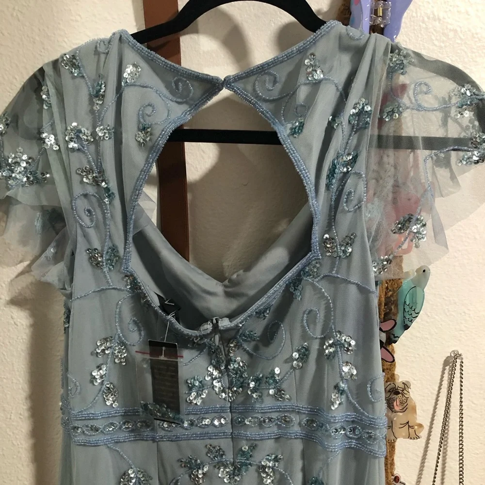 Papell Boutique Light Blue Embroidered Midi Dress - Picture 3 of 7